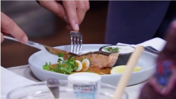 The great salmon-off: Della and Tully created a filled of fish for breakfast on MKR.