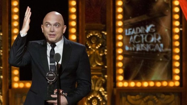 Acclaim: Michael Cerveris accepts the award for Best Performance by an Actor in a Leading Role for <i>Fun Home</i>.