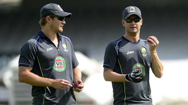 Fractured fairytale: Australian captain Michael Clarke (right) is working hard to patch over differences with his former deputy Shane Watson.