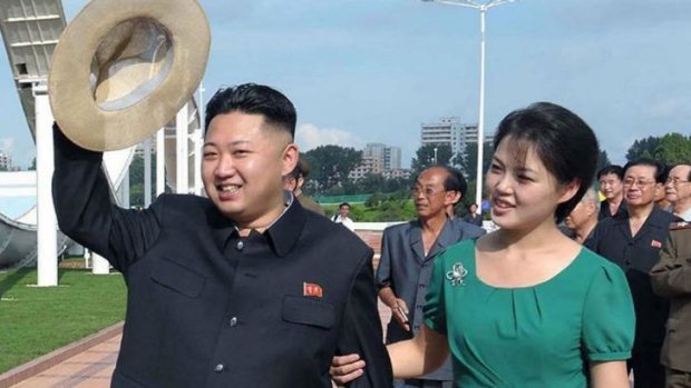 North Korean leader Kim Jong-un with his wife, Ri Sol-ju. Ms Ri visited South Korea in 2005 as a cheerleader. 