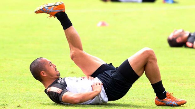 On the mend: Shinji Ono trains with the Western Sydney Wanderers on Friday.