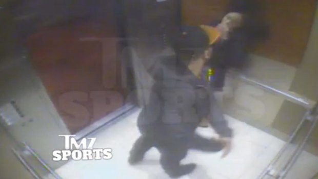 Newly released: The footage shows Ray Rice attacking his then-fiancee Janay Palmer.