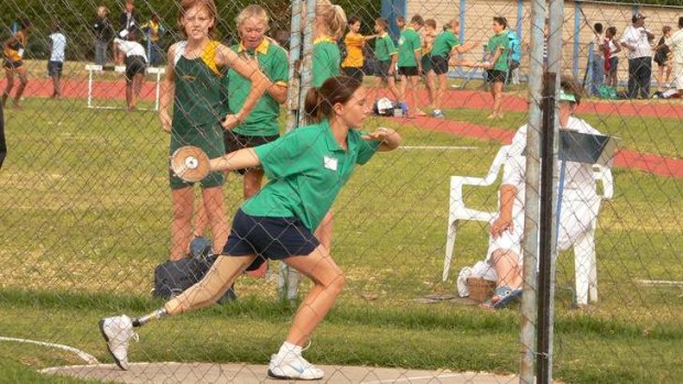 A younger Joany Badenhorst competes in athletics.