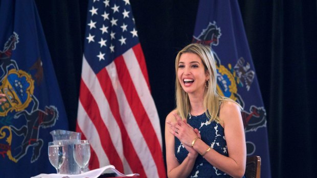 Ivanka Trump was not asked about the storm of allegations surrounding her father's conduct with women and did not address them herself during a "Coffee with Ivanka" event.