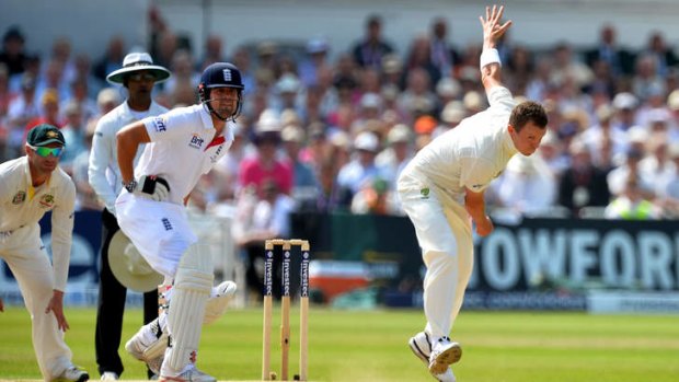 On target: Peter Siddle's yorker ploy on Kevin Pietersen eventually frustrated the England batsman.