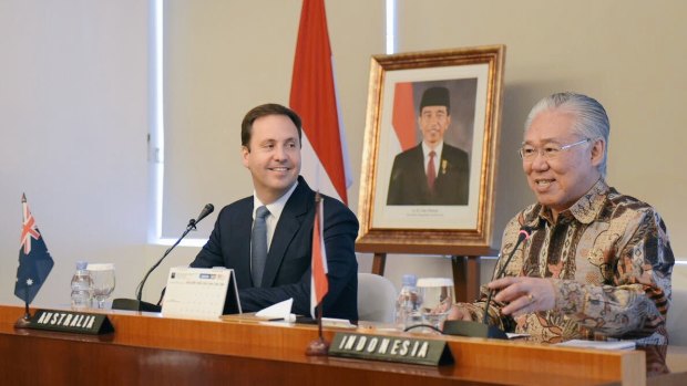 Trade talks: Australian Trade Minister Steve Ciobo pictured with Indonesian Trade Minister Enggartiasto Lukita in Jakarta.