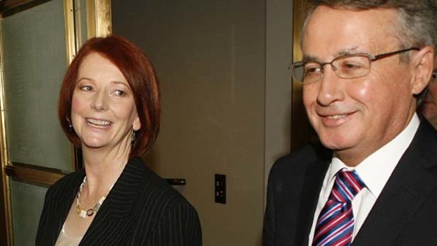 Julia Gillard and Treasurer Wayne Swan after being installed as Prime Minister and Deputy.