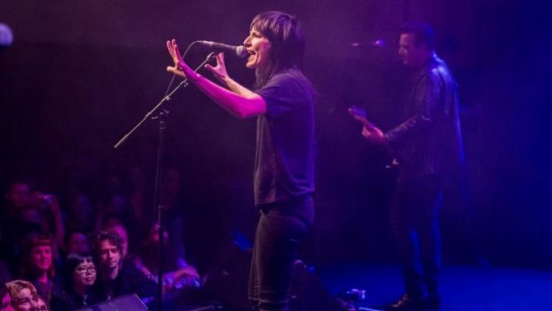 Jen Cloher on stage at Melbourne Town Hall during the Patti Smith's Horses tribute concert.