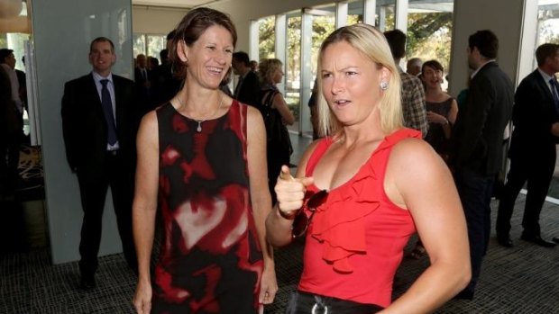 Getting to know you: Former Olympian Louise Currey (left) meets up with Kim Mickle.