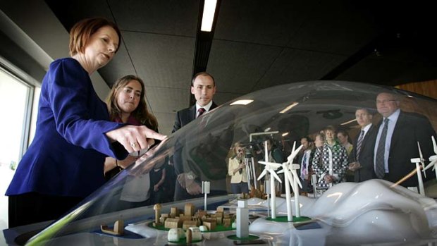 Power play ... Prime minister Julia Gillard, above, at the Smart Grid Smart City display in Newcastle.