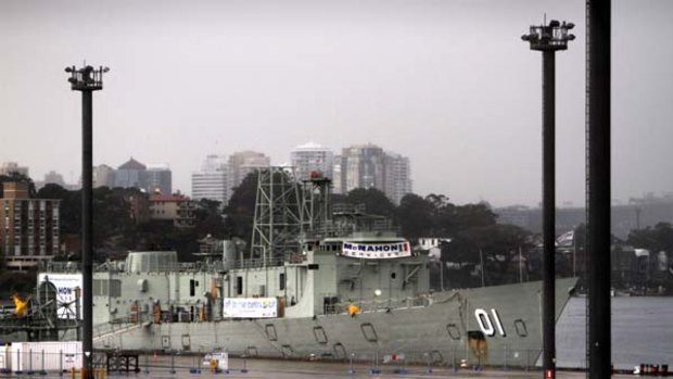 Going nowhere ... the decommissioned HMAS Adelaide is due to be sunk off the central coast at Avoca.