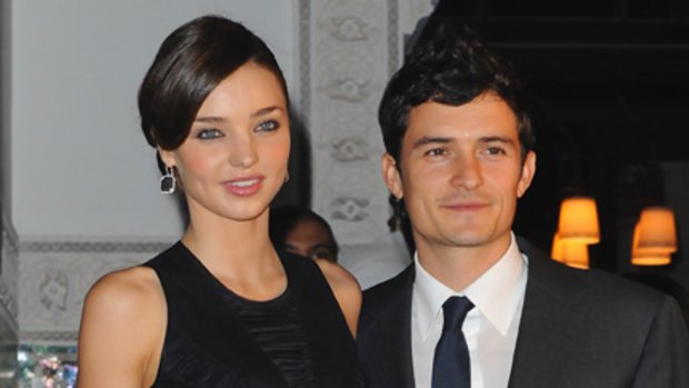 Happy together ... Miranda Kerr and Orlando Bloom, pictured here on November 26, 2009.