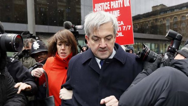 The scrum ...Chris Huhne, Britain's former energy secretary, is accompanied by his partner Carina Trimingham, as he arrives to be sentenced at Southwark Crown Court in London. Huhne pleaded guilty on February 4 to perverting the course of justice over accusations he persuaded his then wife, Vicky Pryce, in 2003 to take the blame for a speeding offence he had committed.