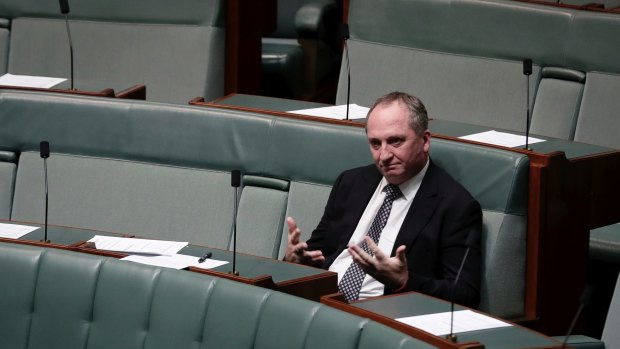 Former Deputy Prime Minister Barnaby Joyce sits on the backbench during debate in the House of Representatives at Parliament House in Canberra last month. 