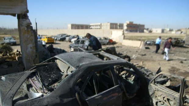 Car bomb ... the aftermath in Kirkuk.