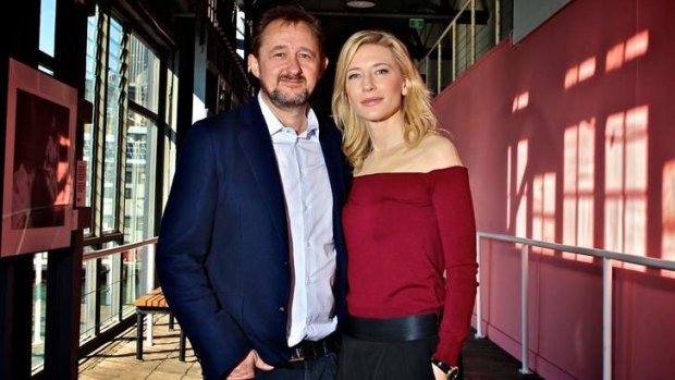 Actor, Cate Blanchett and Andrew Upton, STC Artistic Director after the announcement of the Suncorp Twenties sponsorship.