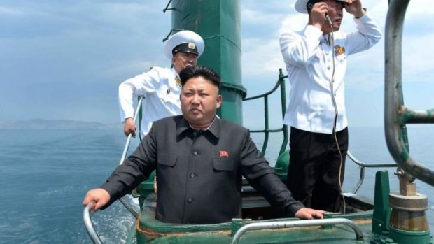 North Korean leader Kim Jong-un aboard submarine No.748 of the Korean People's Army.