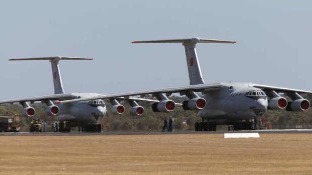 Two Chinese Air Force Ilyushin Il-76 aircraft, expected to join the search for Malaysian Airlines flight MH370 in Perth.