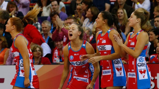 So close: Swifts players on the bench react during the 2016 ANZ Championship Grand Final between the Queensland Firebirds and NSW at Brisbane Entertainment Centre.