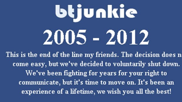 The message left on the btjunkie website.