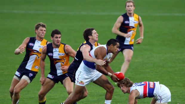 The Eagles overwhelmed the Bulldogs in round nine.