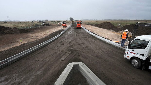 The road to the planned Caroline Springs railway station.