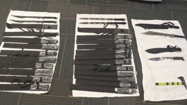 Some of the weapons found in the raid.