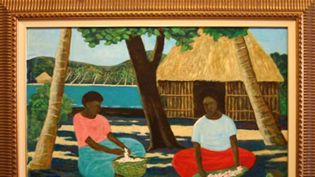 Ray Crooke, 'Fijians with Blossom': see this and other Australian artworks at Significant Other.