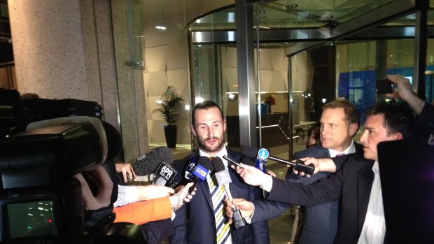 Chris Masten faces the media after being suspended four two weeks for biting.
