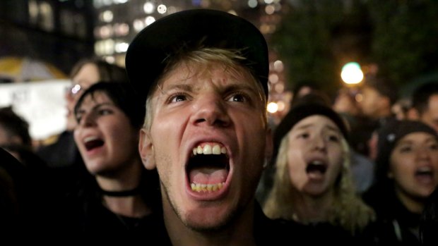 For years of being one edge. Demonstrators protest the election of Donald Trump.