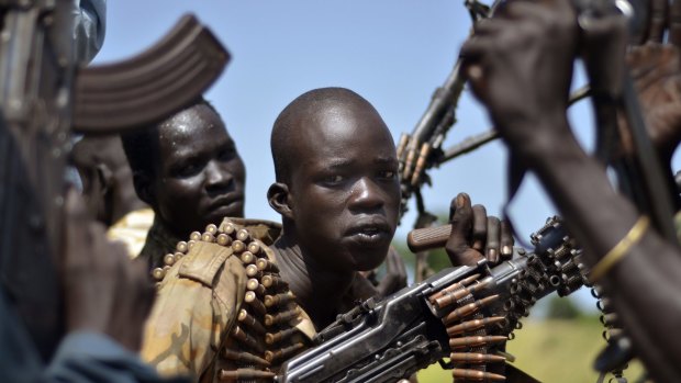 South Sudan government soldiers in Koch, Unity state, in 2015.