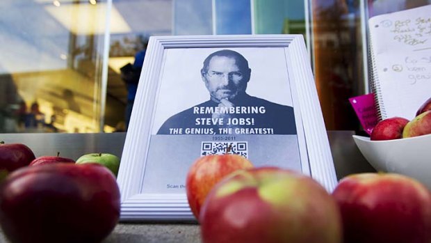 Remembering Steve Jobs ... a tribute is left in front of an Apple store in downtown Montreal.