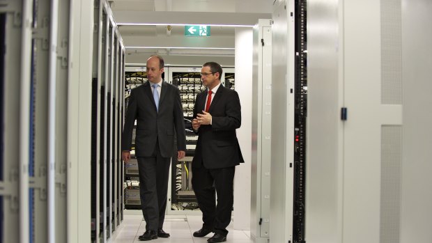 Victoria Minister for Technology Gordon Rich-Phillips seen here with former Minister for Communications Stephen Conroy at the opening of the NBN Co's national operations facility in Melbourne in November 2011.