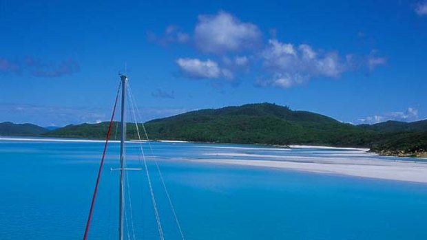 Brilliant ... sailing by Whitehaven Beach in the Whitsundays.