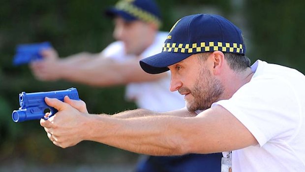Protective services officers train at The Victoria Police Academy.