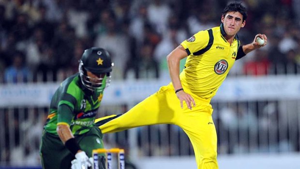 Coming of age ... Mitchell Starc against Pakistan.