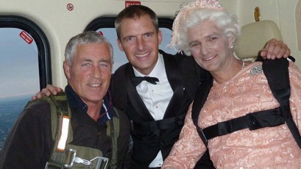 Killed: James Bond stunt double Mark Sutton, centre.