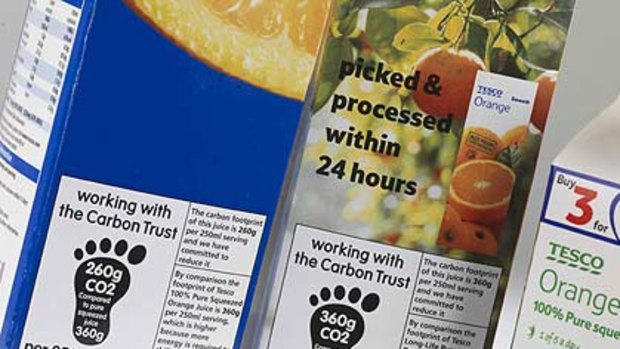 Drink with confidence ... the Carbon Trust logo on a fruit juice.