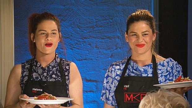 MKR ... Melbourne identical twins Vikki and Helena are 'not the sharpest tools in the shed' but they can cook.