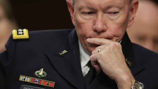 Troops on the ground? General Martin Dempsey testifies before the Senate Armed Services Committee on Capitol Hill.