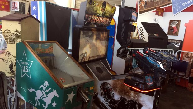 Old meets new, an early Western shoot 'em up game alongside Terminator Salvation,