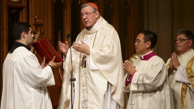 Former Archbishop of Sydney, Cardinal George Pell at a mass of thanksgiving for his service as Archbishop, at St Marys Cathedral, Sydney.