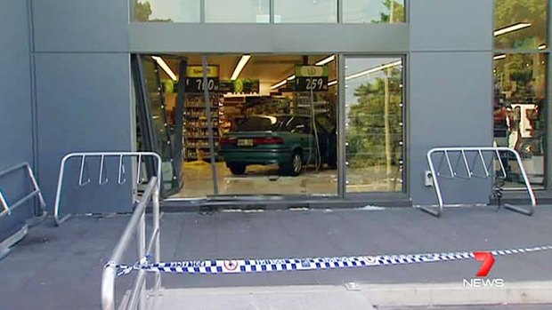 The crash scene at the Arncliffe Woolworths.