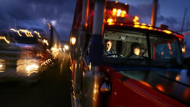 Truck-driving couple John and Robyn Garrard hit the Calder Highway.