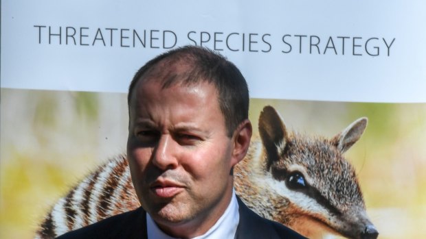 Environment and Energy Minister Josh Frydenberg launches the Threatened Species Prospectus and a new sharing arrangement of wildlife between Sydney's Taronga Zoo and the San Diego Zoo in the US at Sydney's Taronga Zoo on Monday.