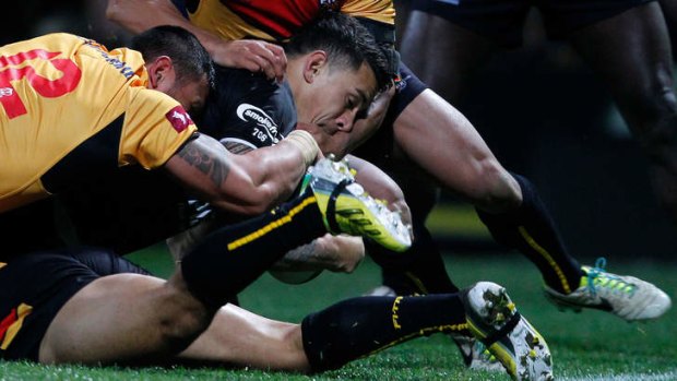 First of three: Sonny Bill Williams figured large for the Kiwis.