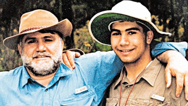 Nathan Chaina with his father. Nathan drowned on a Scots College school camp to Kangaroo Valley in 1999.