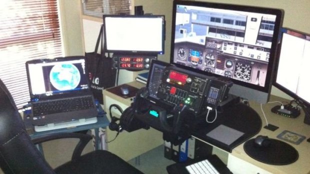 Brent Bain's home flight simulator set-up.