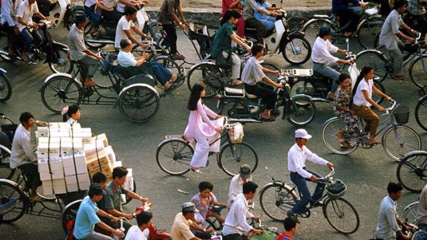 The new age ... bike traffic in Ho Chi Minh City.