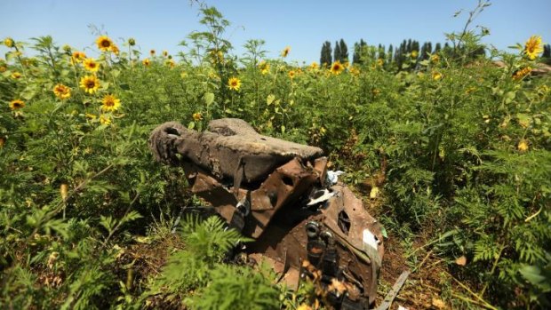 A pilot seat at the crash site of MH17.